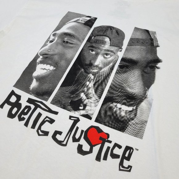 Tupac Poetic Justice White Graphic T-Shirt - Picture 2 of 4